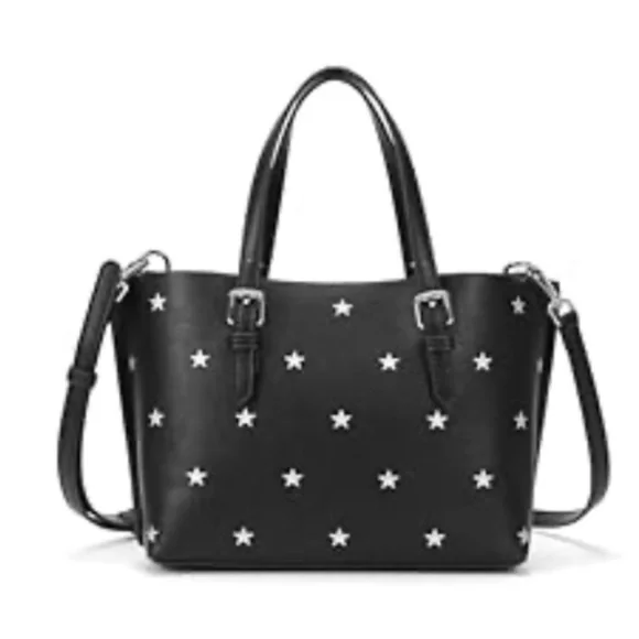 Star Print Tote Bag for Women Top-handle Crossbody Bag in Black - Picture 3 of 13